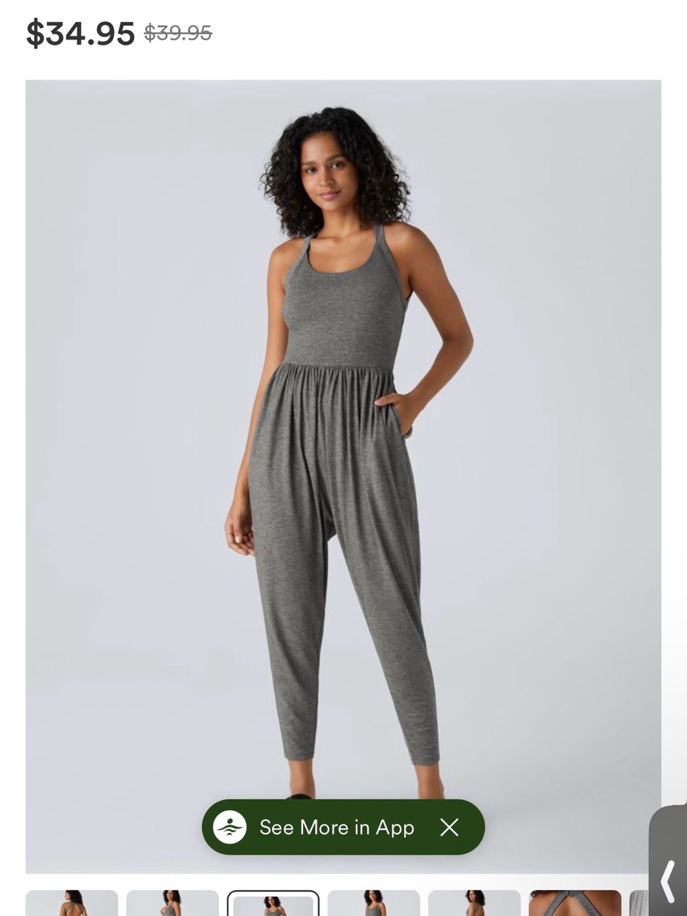 Halara U Neck Pocket Harem Casual Jumpsuit-Easy Peezy sz sm NWT